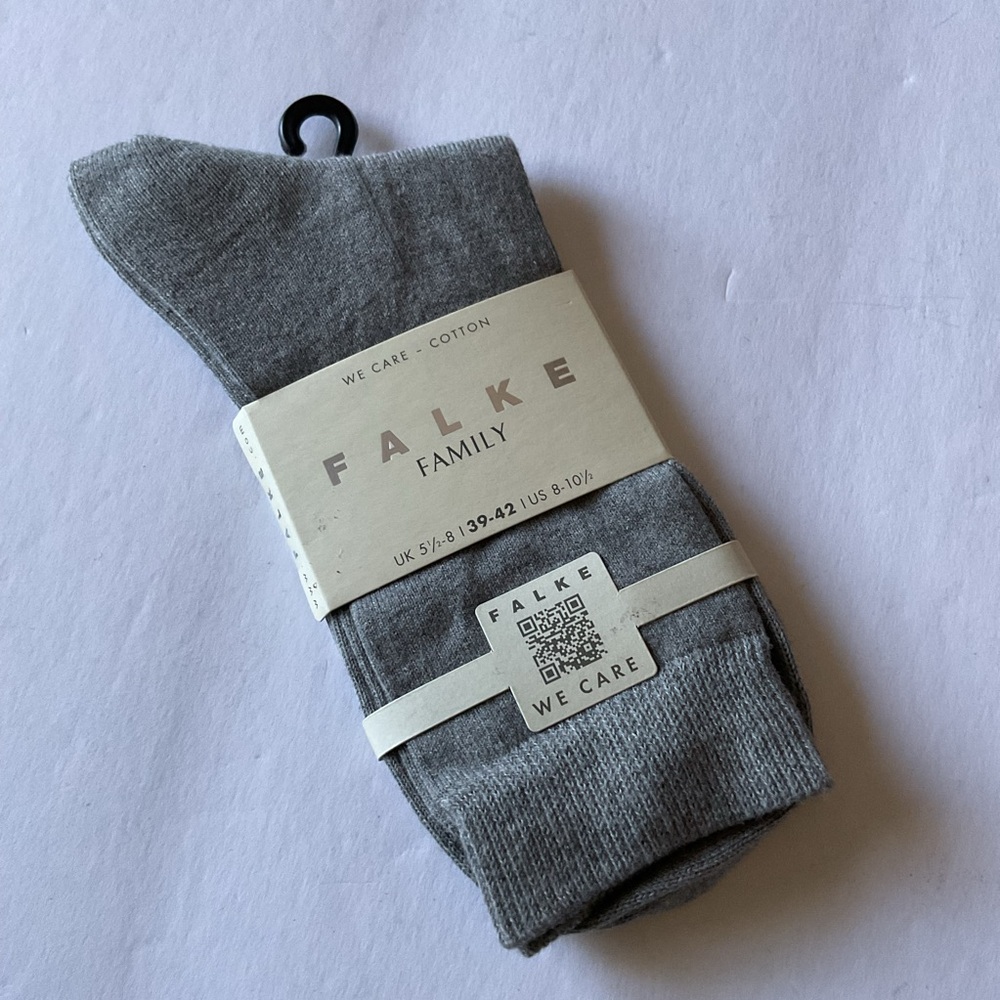 FALKE FAMILY WE CARE COTTON ANKLE SOCKS GREY 39-42 MEDIUM/LARGE 8-10.5 NWT